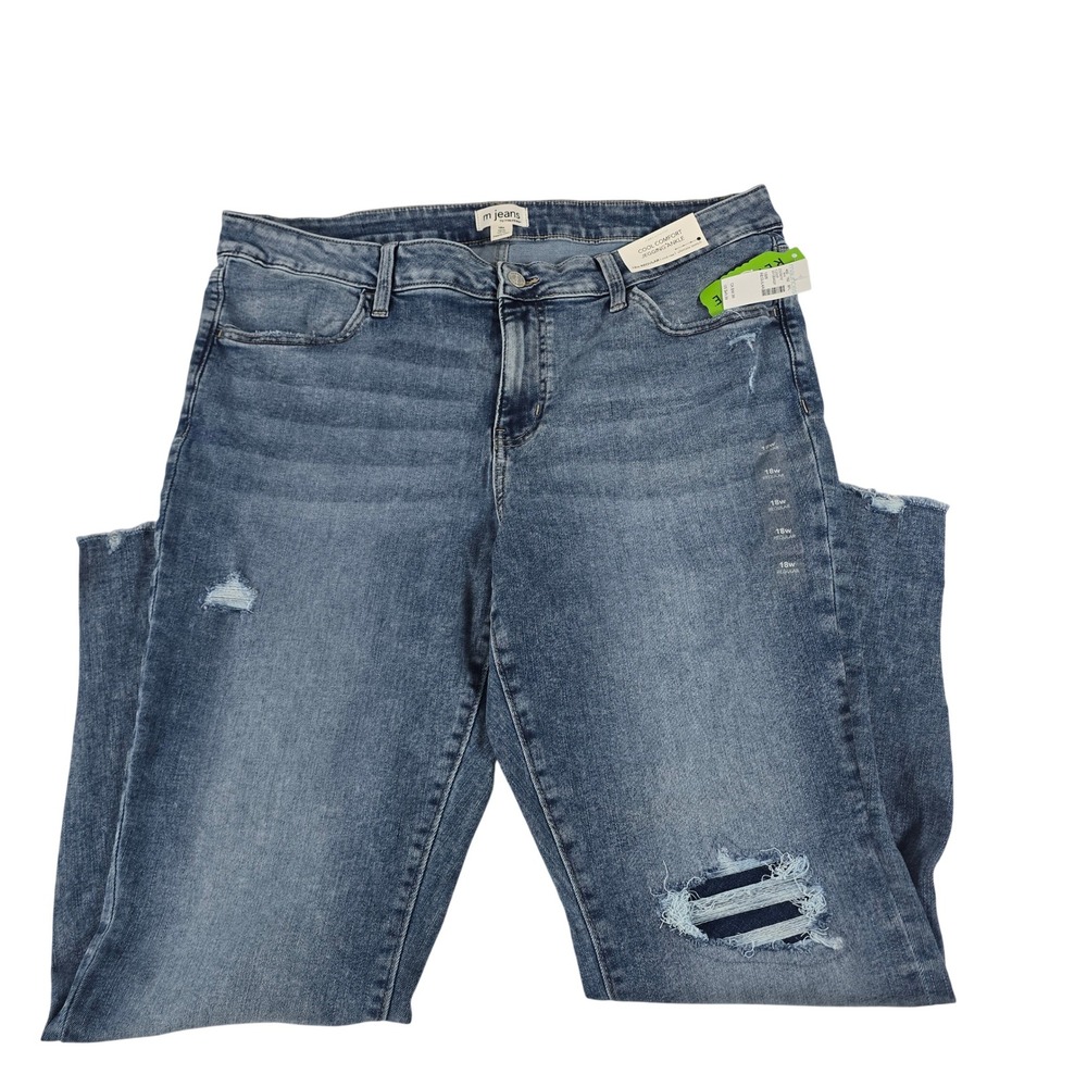 Maurices M Jeans‎ Womens 18W Regular Cool Comfort Ankle Jegging Distressed Blue
